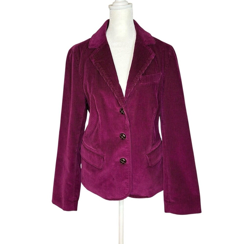 LL Bean Women's Corduroy Blazer 12 Plum Purple Fully Lined Heritage Country Vtg